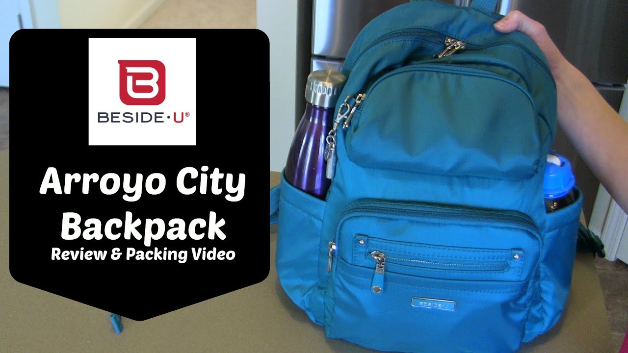 BESIDE-U Arroyo Leather-Trimmed City Backpack with RFID Guarded Zip Pocket