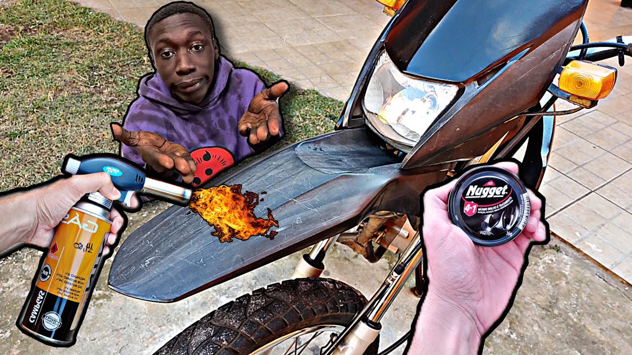 Como Restaurar com Ma&ccedil;arico Carenagem da Bros e Pl&aacute;sticos Pretos de Moto