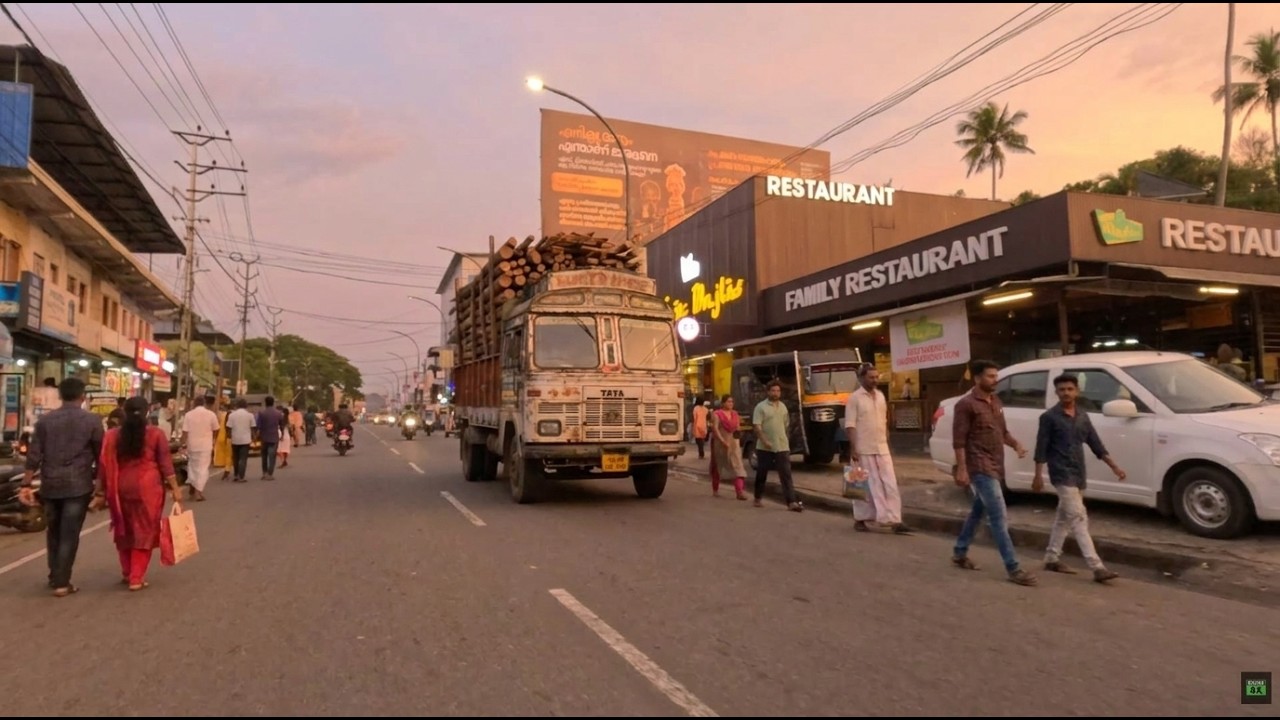 Kerala India Driving Tour 4K | Real Street Life & Traffic | Muvattupuzha Town Evening Bike Ride 🇮🇳
