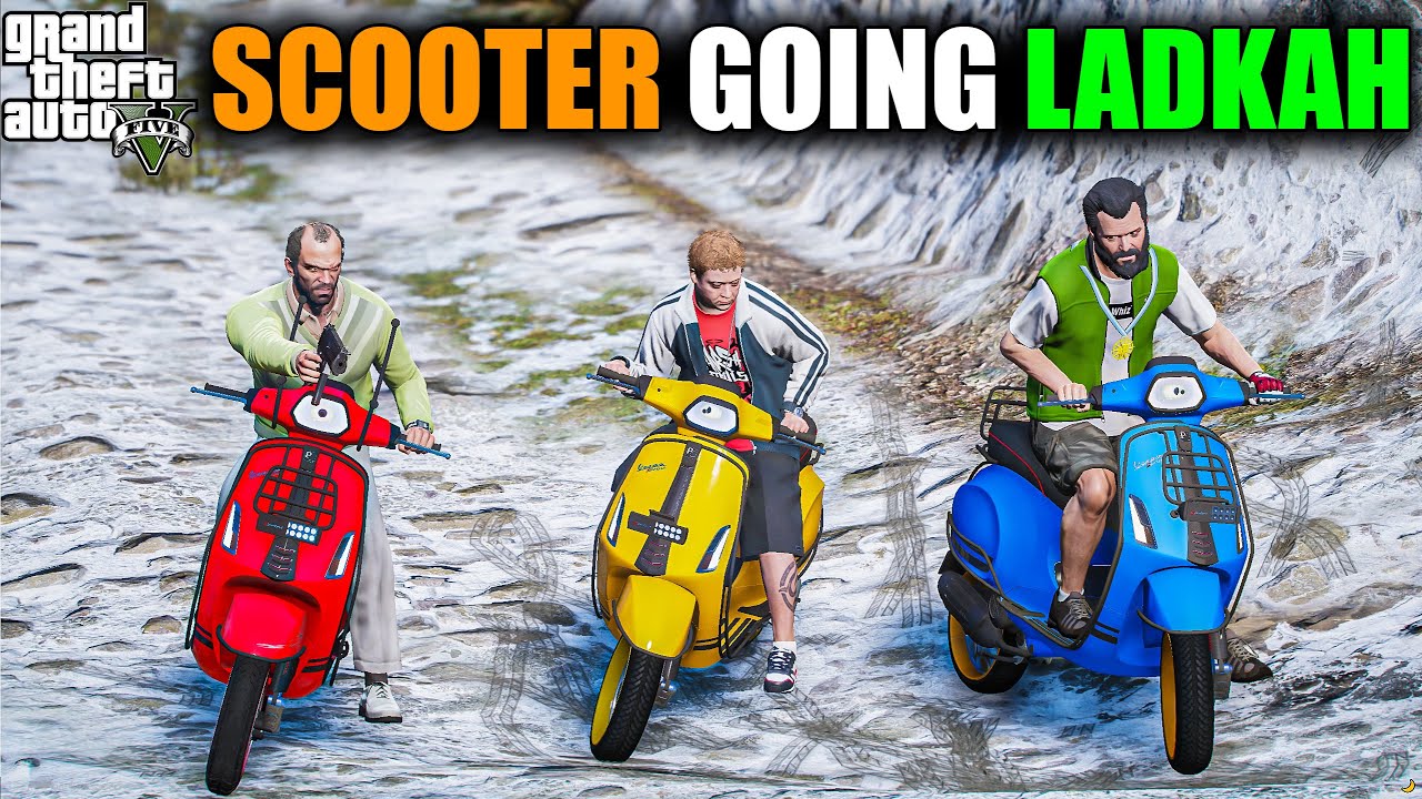 GTA 5 : SCOOTER GOING TO LADKAH WITH JIMMY AND TREVOR WITH VESPA SCOOTERS OMG!