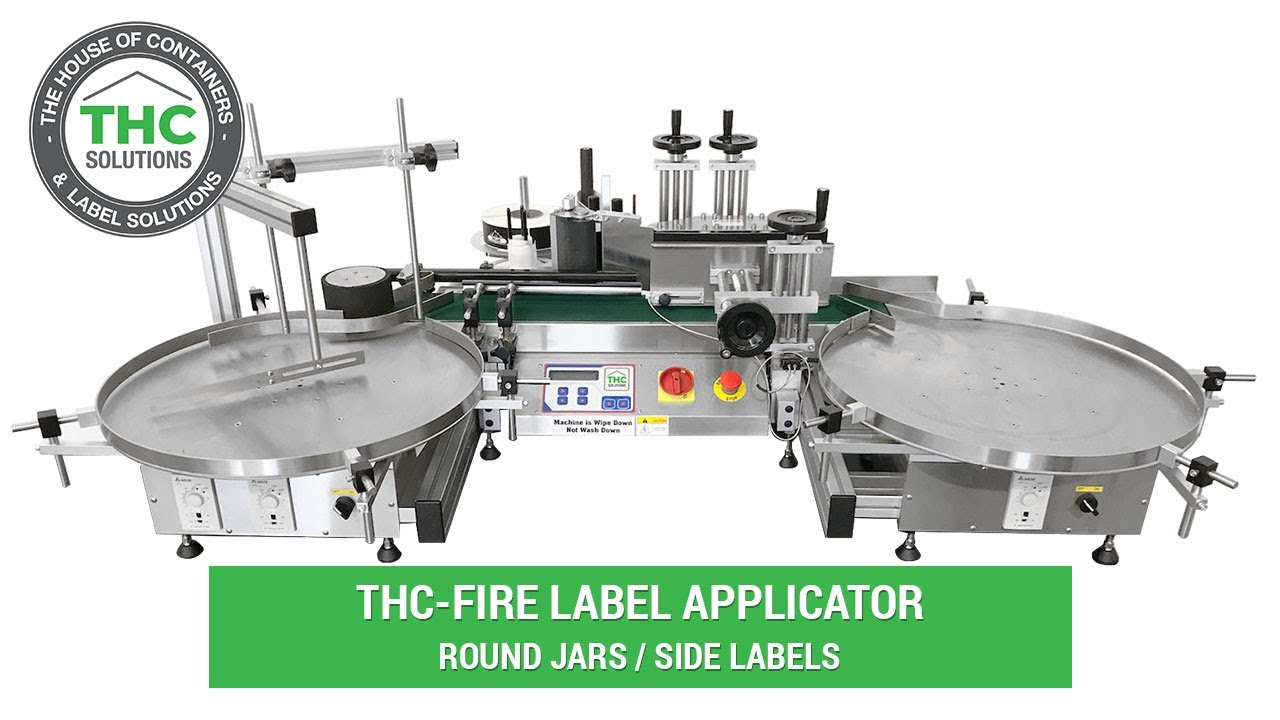 THC Fire Round Jars label applicator