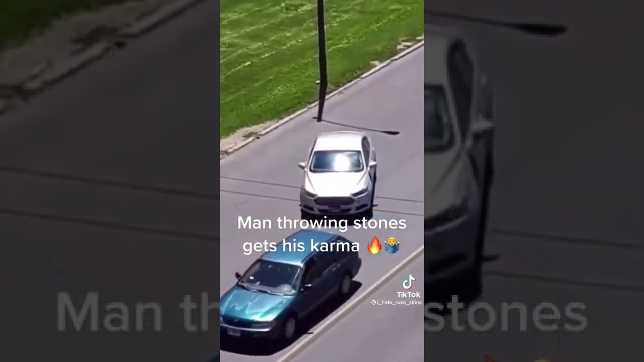 Man Throwing Stones at Cars Gets his Karma