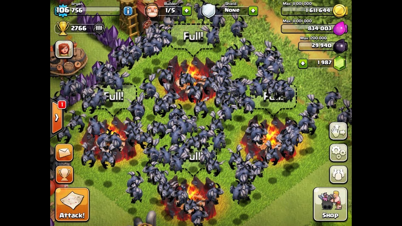 Clash of Clans - 135 Level 5 Minion Attack Epic WIN!!!!!