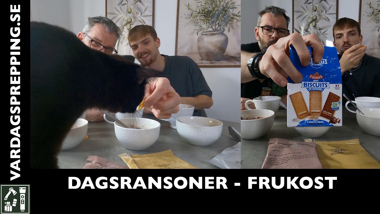Militära matransoner från tre olika länder - Frukost!