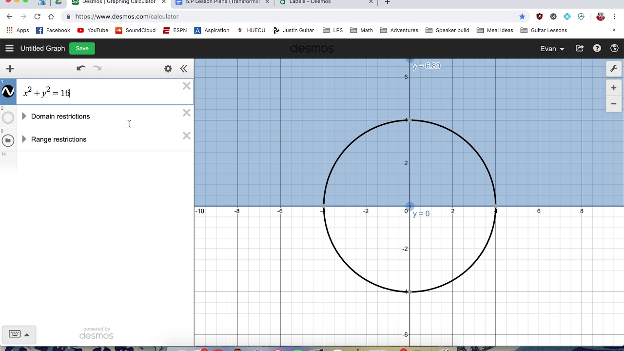 Domain & Range restrictions in Desmos