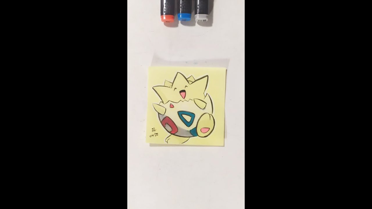 Pokemon Post-it Art // Desenhando Togepi em um post-it amarelo!