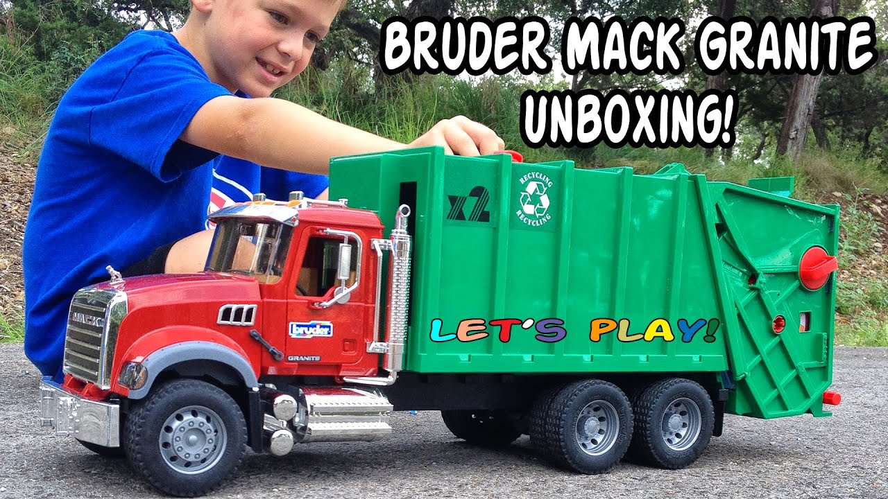 GARBAGE TRUCK Videos For Children l BRUDER Mack Granite UNBOXING And Review