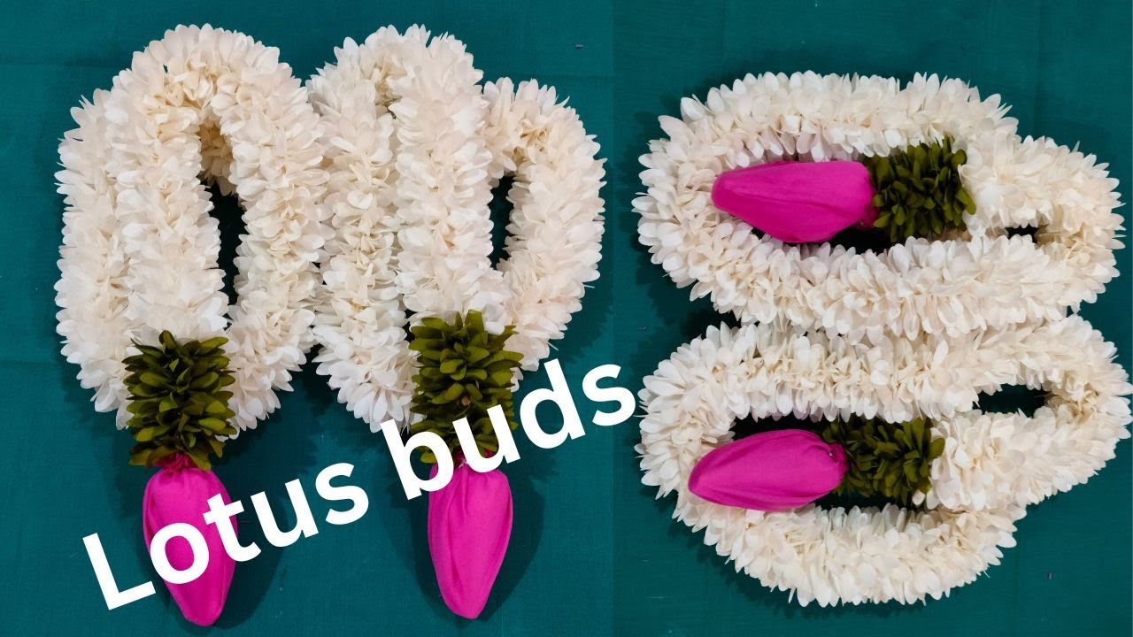 lotus buds hara | Lotus back drops | DIY |cloth Jasmine lotus garland | cloth lotus flower making