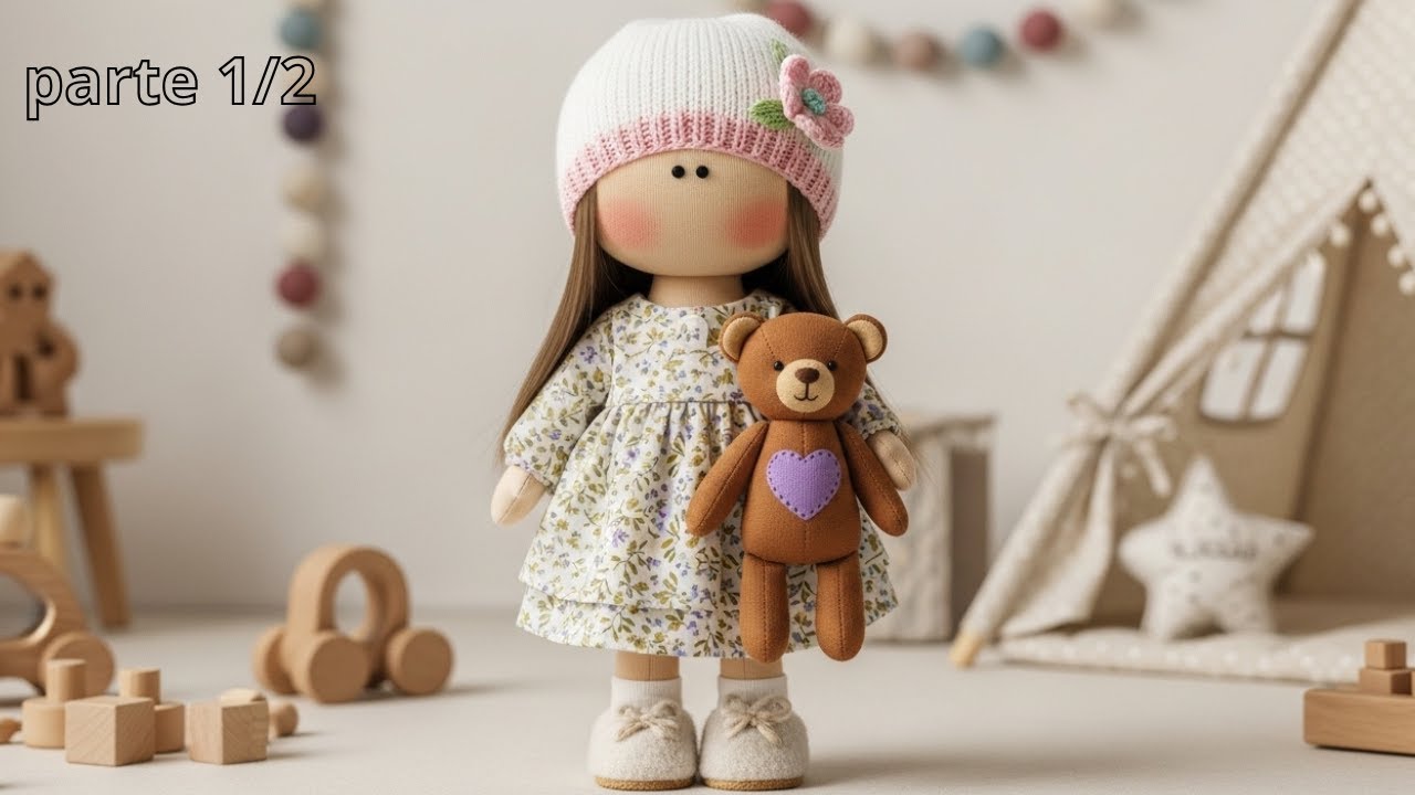 como hacer muñeca rusa de trapo, cuerpo y pelo / RUSSIAN DOLL HANDMADE / free pattern PARTE1/2