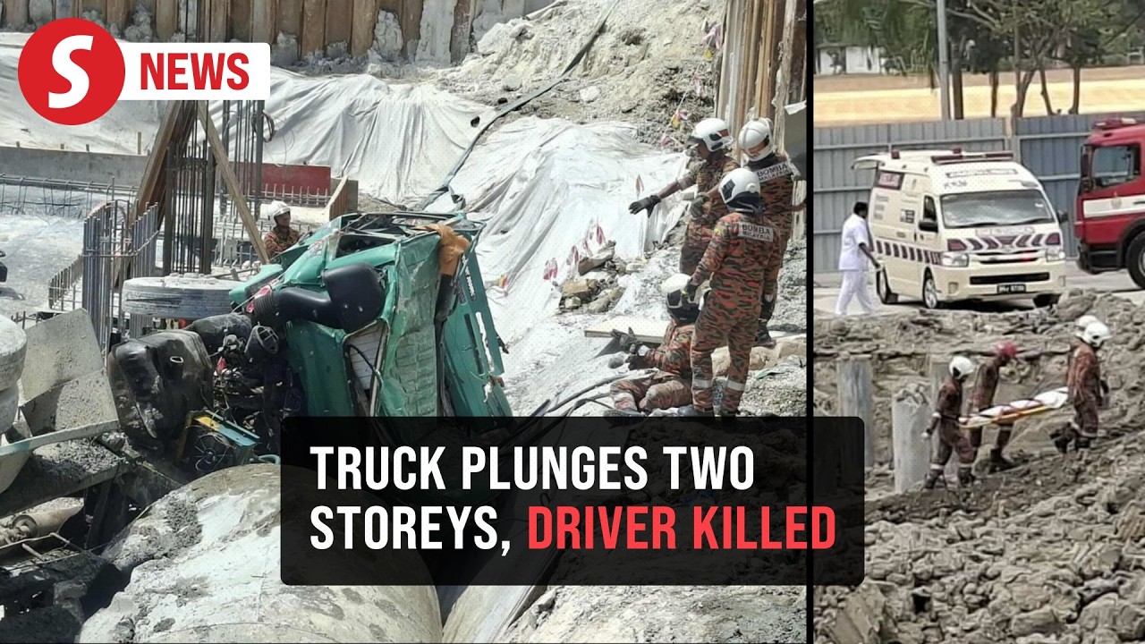 Cement truck plunges into Penang Hospital construction site, killing one