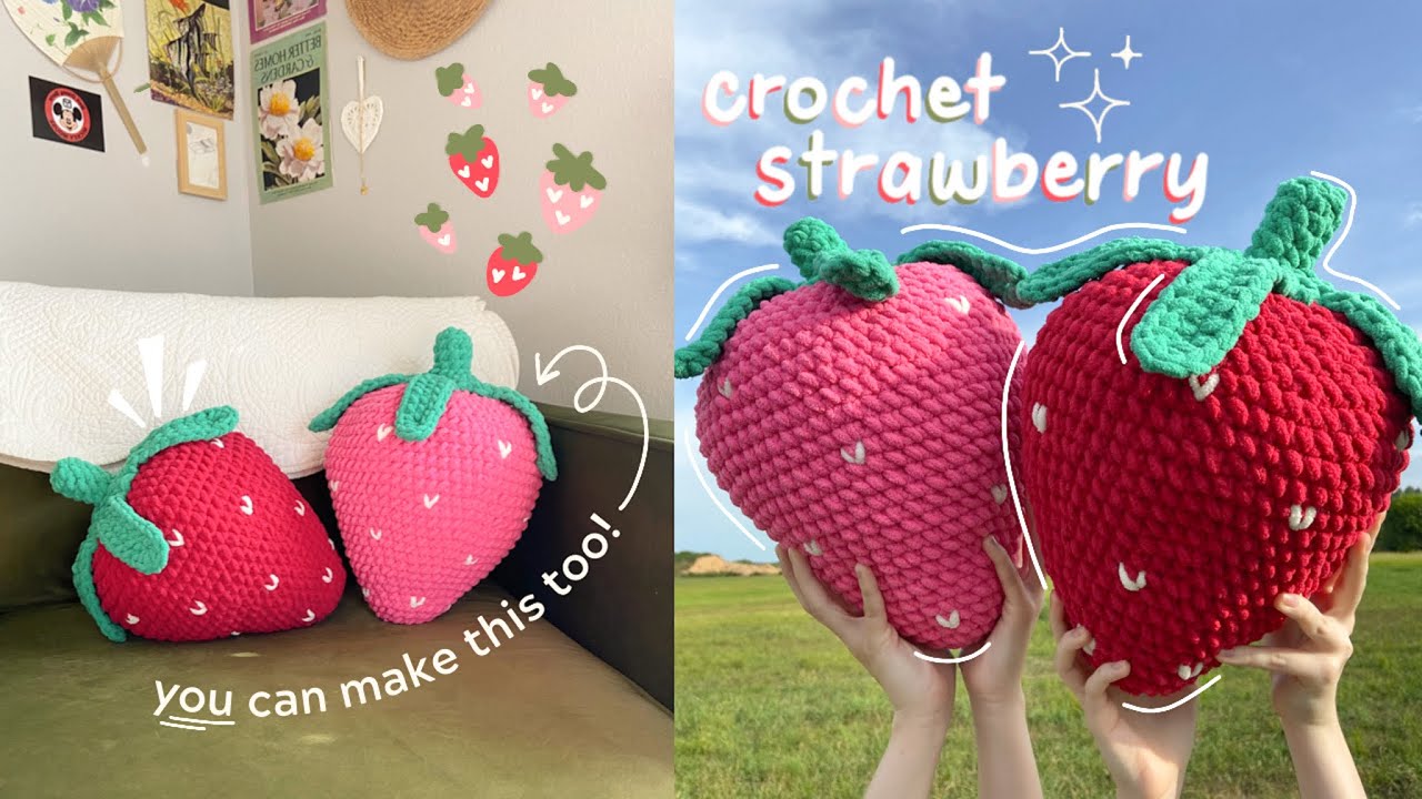 How to Crochet A Giant Strawberry | FREE Patterrn + Tutorial | Hayhay Crochet