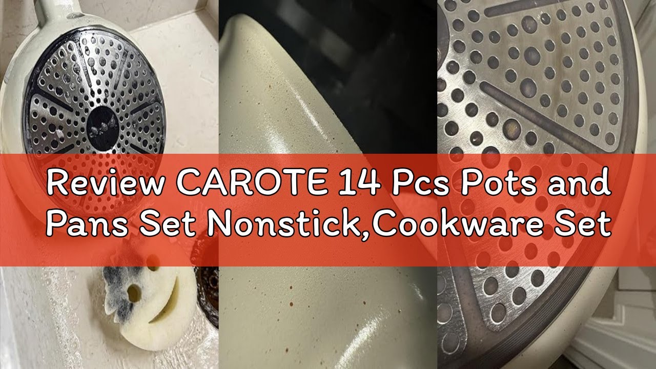 Review CAROTE 14 Pcs Pots and Pans Set Nonstick,Cookware Set Kitchen Cooking Set with Utensil and Pa