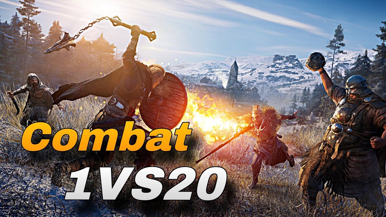 Assiasins Creed Valhalla Combat Gameplay Eivor VS 20 Saxons (no commentary)