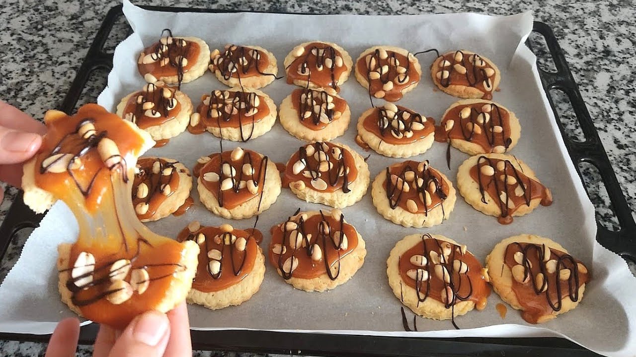 BU KURABİYELERİN MÜPTELASI OLACAKSINIZ💯  Karamelli kurabiye tarifi /snickers kurabiye