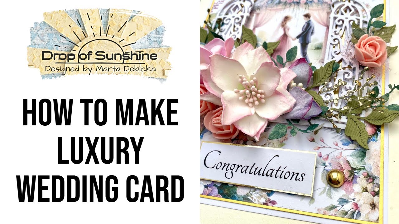 ❤️LUXURY WEDDING CARD with handmade flowers. How to build up floral composition on cards 
