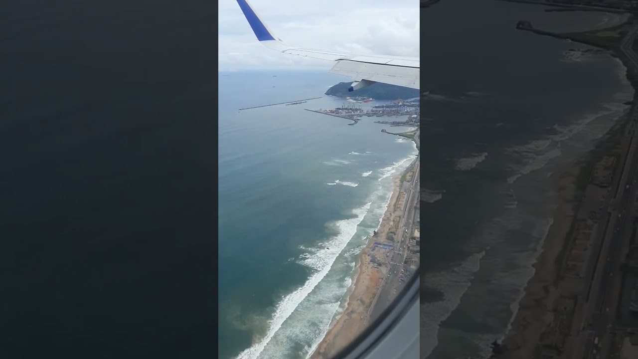 vizag airport landing #shorts #viral #trending  #aeroplane # sea beach from aeroplane