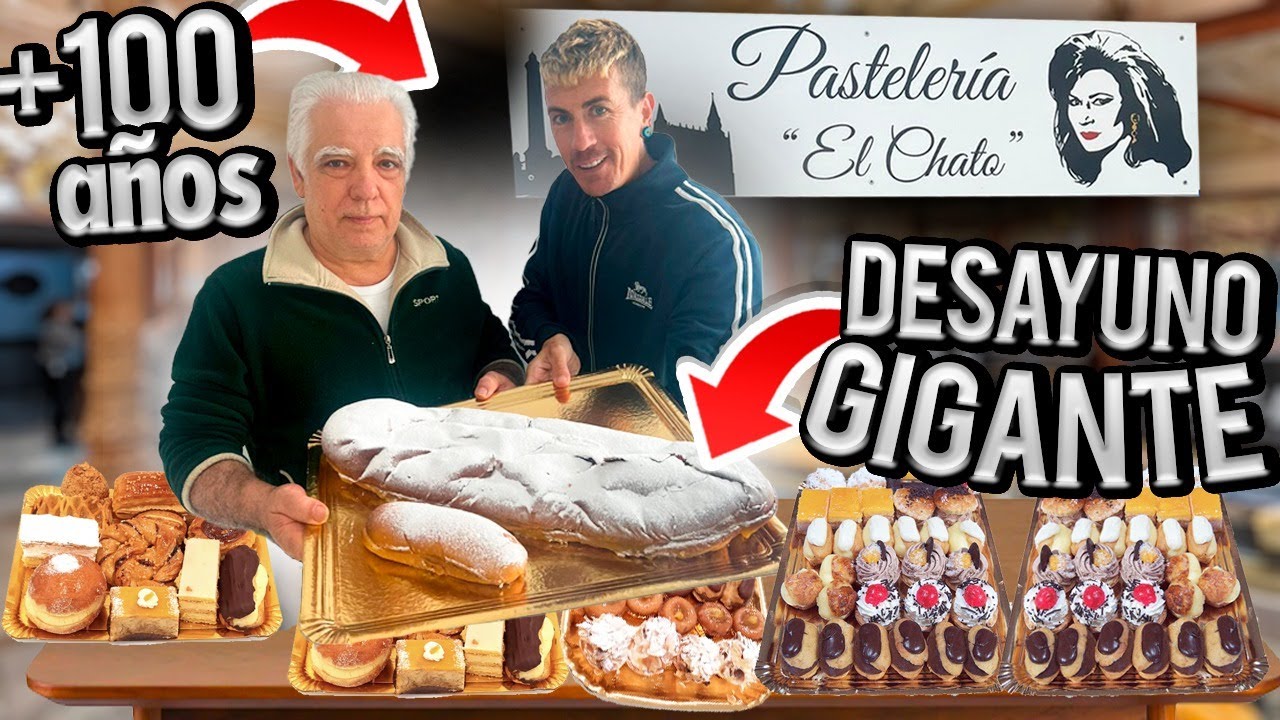 DESAYUNO GIGANTE casi REVIENTO en la PASTELERÍA EL CHATO ( más de 100 años abierta )