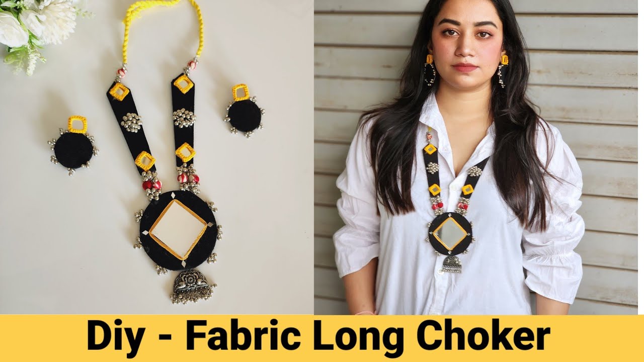 Diy - Long Fabric Choker || Fabric Jewellery Making New Ideas #Fabricchoker #Choker #diyjewelry