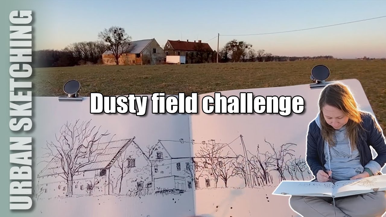 🎨 Sunset urban sketching with watercolors for beginners - old farm houses | pen and wash