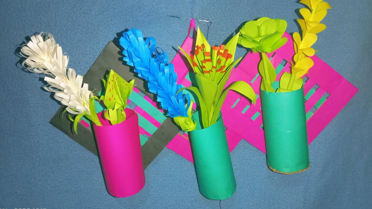 Beautiful DIY Paper Flower Vase Craft Ideas How to make paper flowers