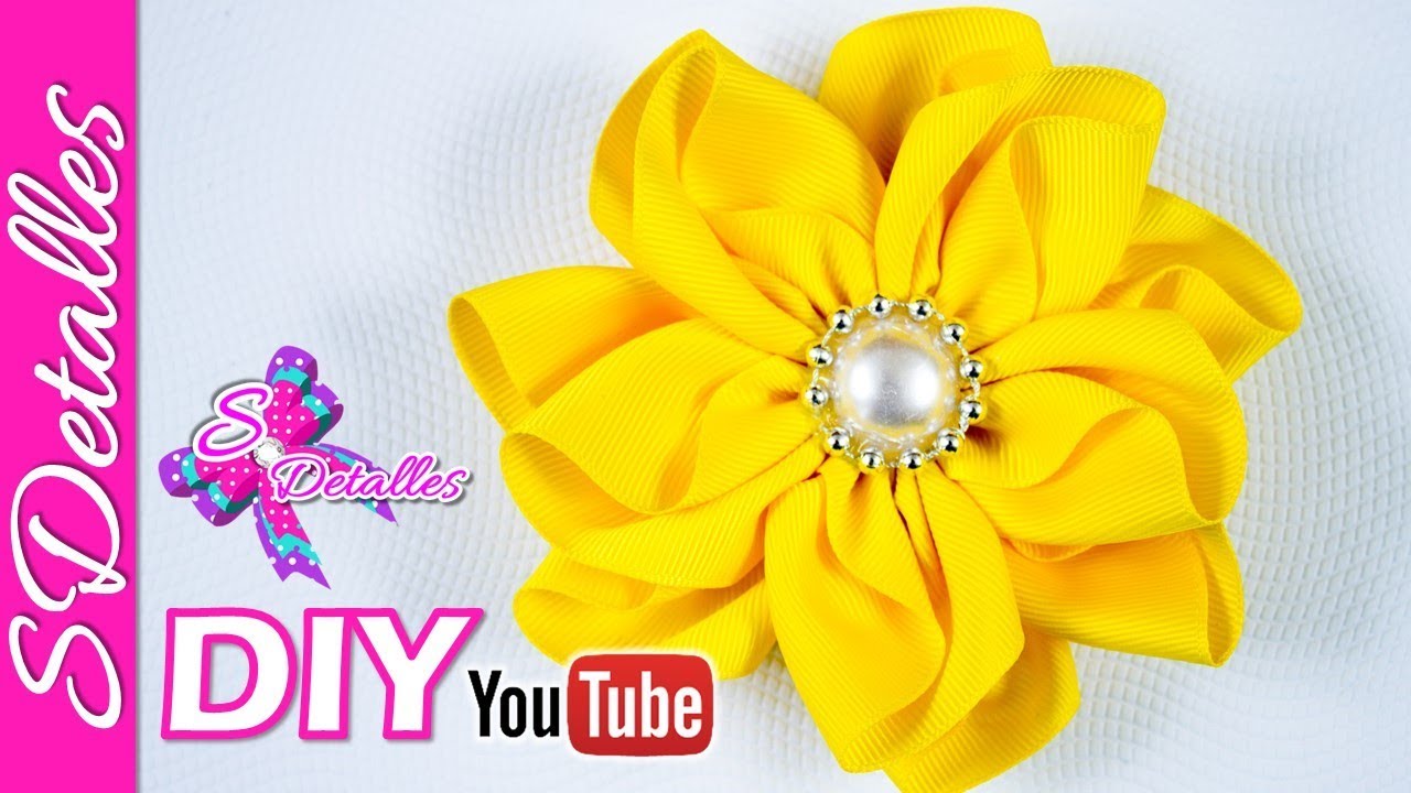 Flor con Listón BARROTADO 🌺 Video #201 SDetalles