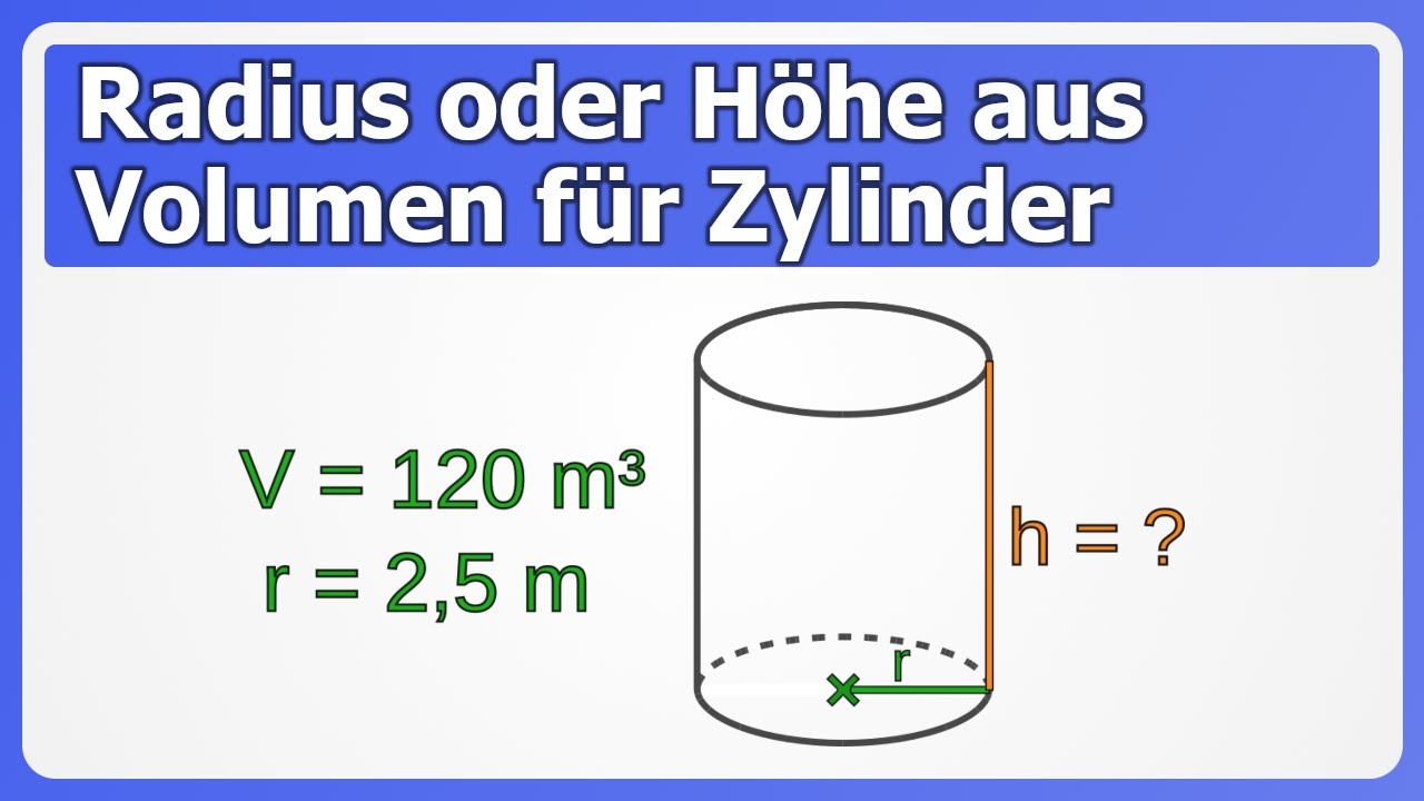 Zylinder: Radius oder Höhe aus Volumen berechnen | Mit konkreten Zahlen