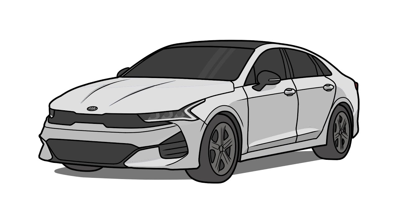 How to draw a KIA K5 2020 / drawing kia k5 GT line 2019 car