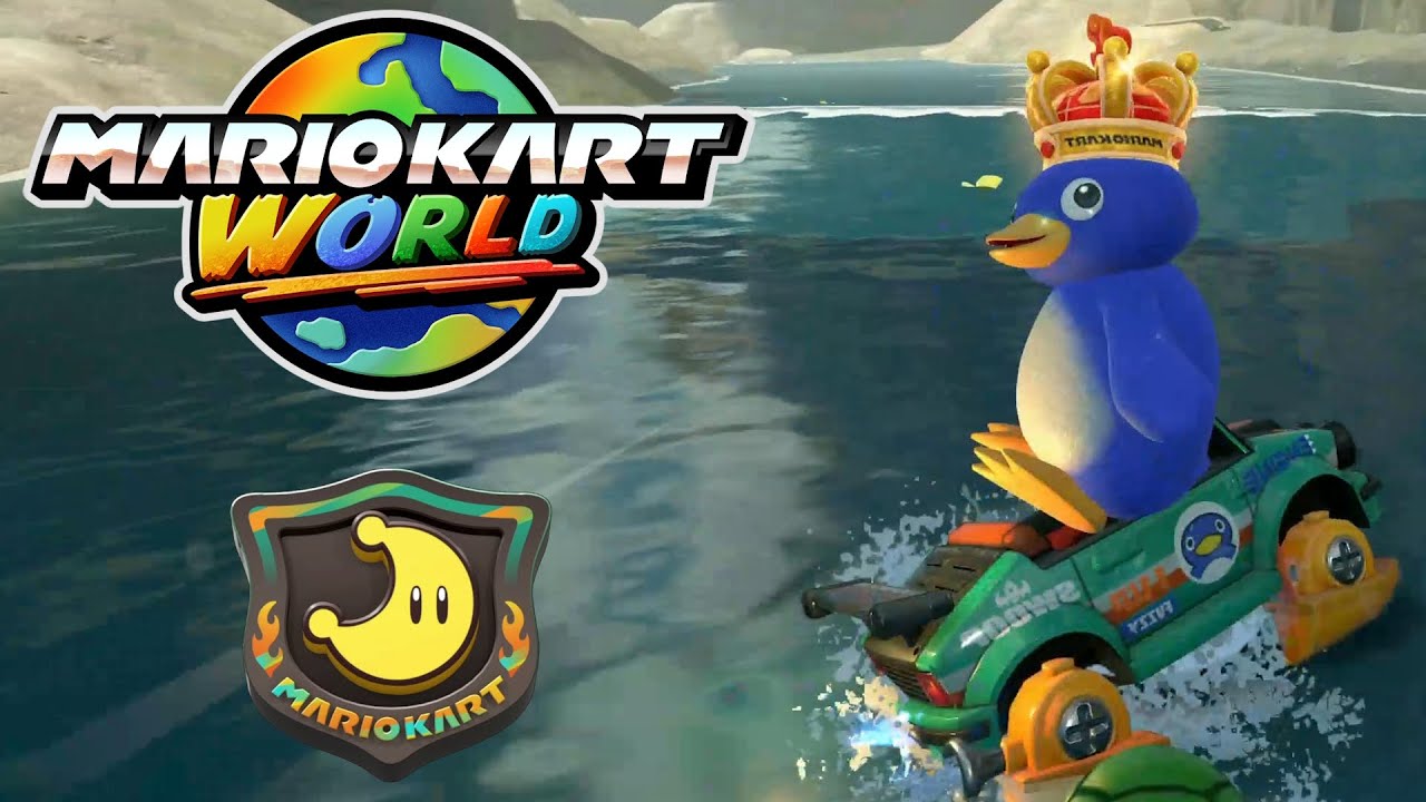 Moon Rally Mirror as Penguin | Knockout Tour - Mario Kart World (No Commentary, 4K60FPS)