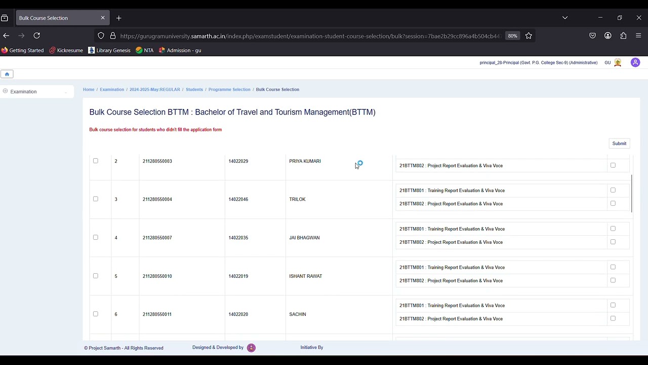Steps for College / department to Submit Exam Forms on Samarth Portal