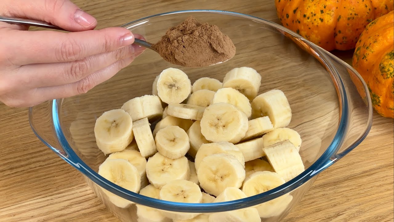 У вас есть бананы и какао? Приготовьте вкусный десерт без муки и сахара!