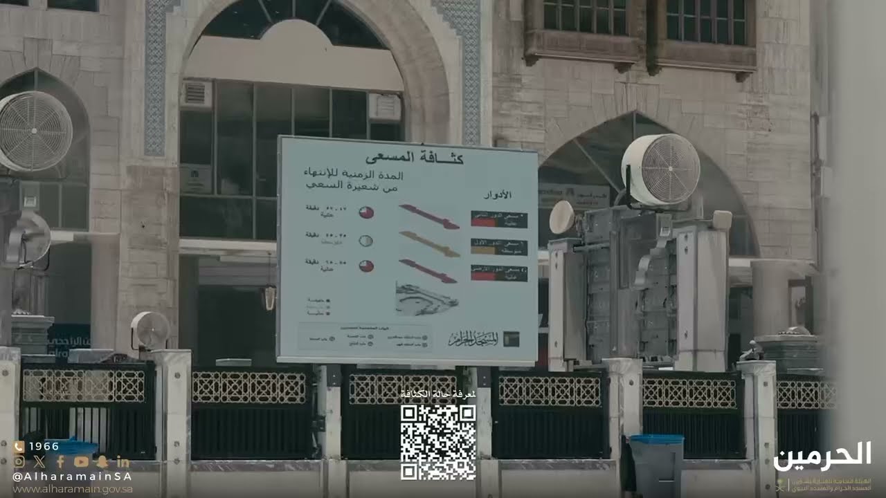 شاشات إرشادية في ساحات ⁧‫#المسجد_الحرام‬⁩ لمعرفة حالة كثافة المطاف والمسعى.