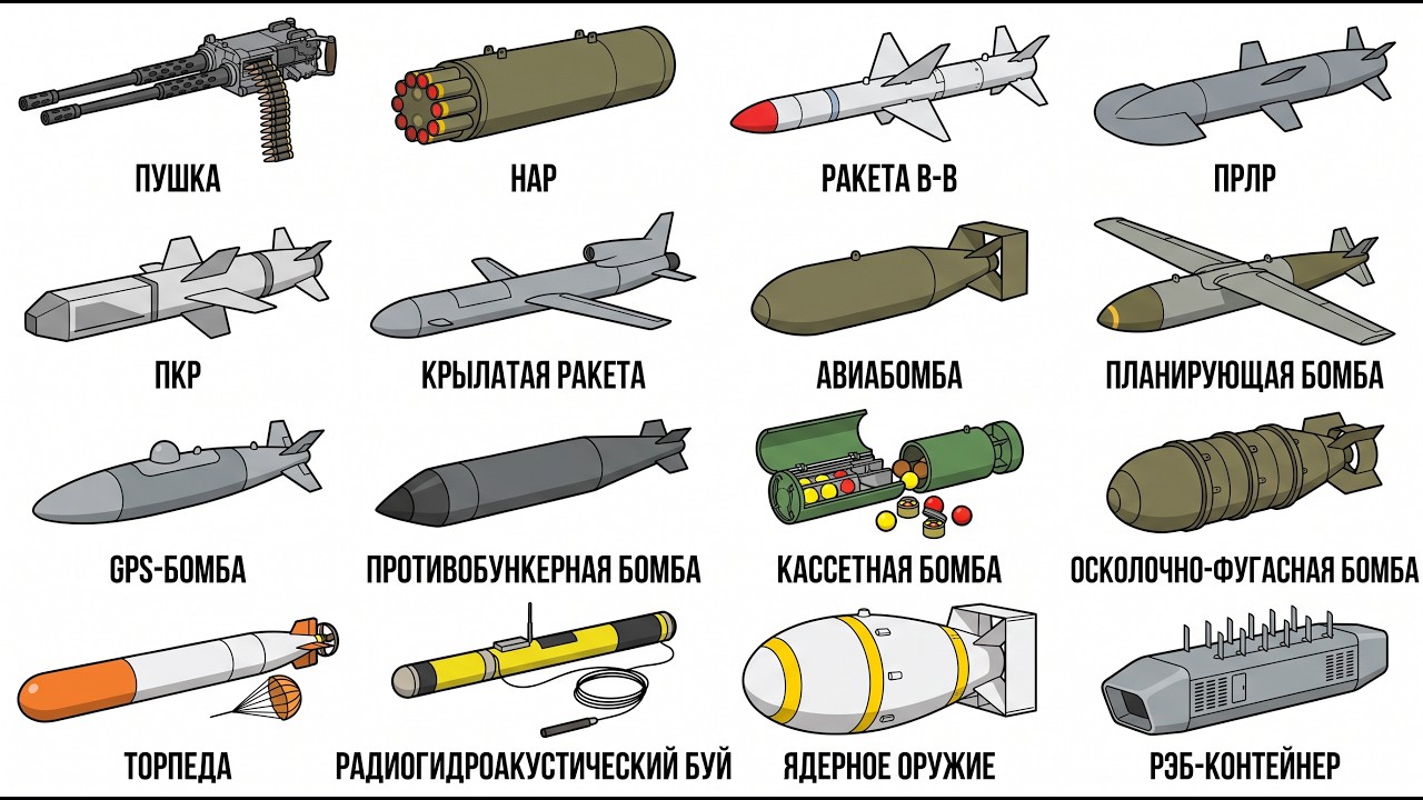 Все виды вооружения современных самолётов