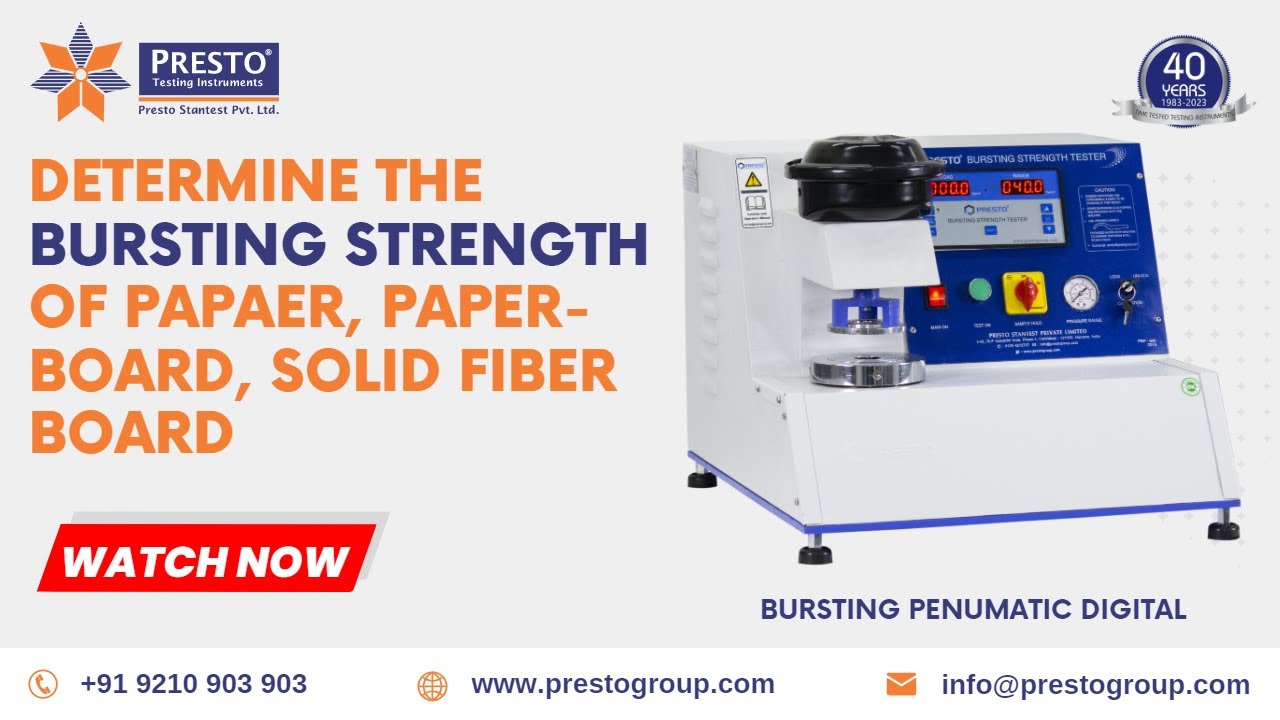 Determine the bursting strength of paper, paper-board, solid fiber board