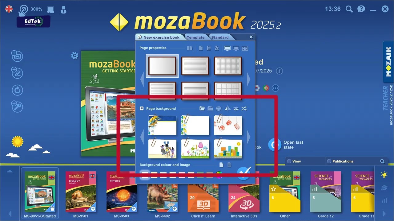 Creating exercise book in mozabook
