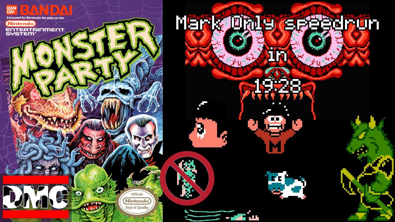Monster Party (NES) Mark Only% Speedrun in 19:28 | Current WR Current PB
