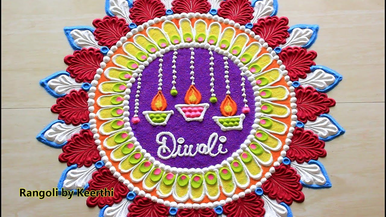 Diya rangoli for diwali with diyas l Simple Diwali rangoli designs l rangoli l दिवाली रंगोली डिजाइन