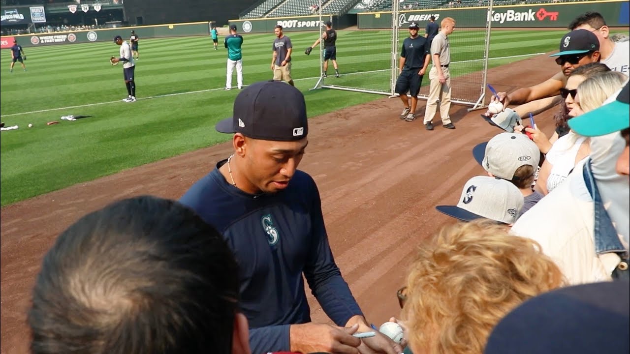Getting autographs at Safeco Field