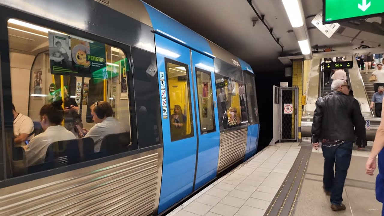 Sweden, Stockholm, subway ride from Slussen to Medborgarplatsen