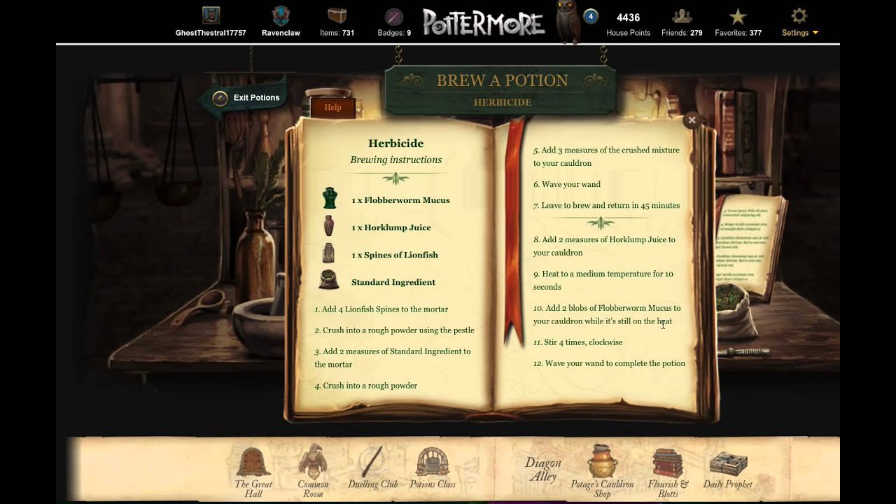 Herbicide Potion Tutorial - Pottermore