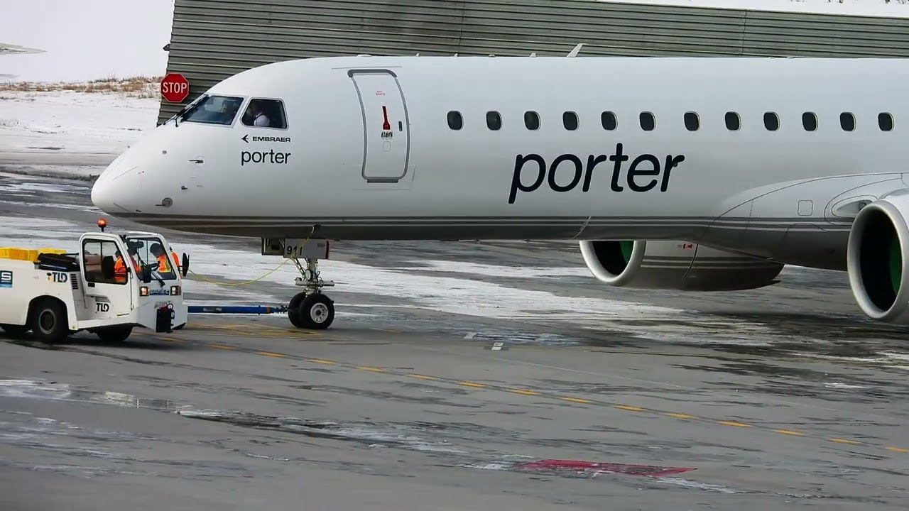 Porter Airlines E195-E2 Pushback, Taxi, and Takeoff