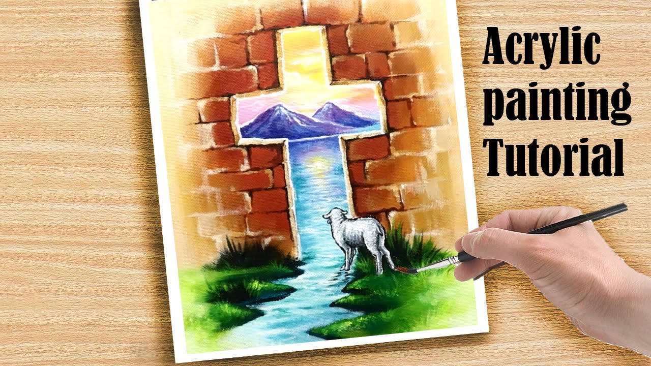 Holy Lamb Acrylic painting For Beginners / Step By Step Tutorial