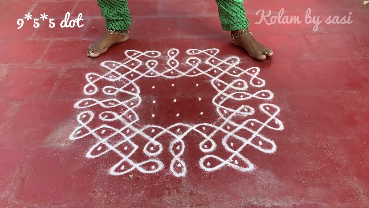 9*5*5 dot simple sikku kolam #mugguluchukkalamuggulu #muggulu #dailykolam #kolam @thiruappukutty6467