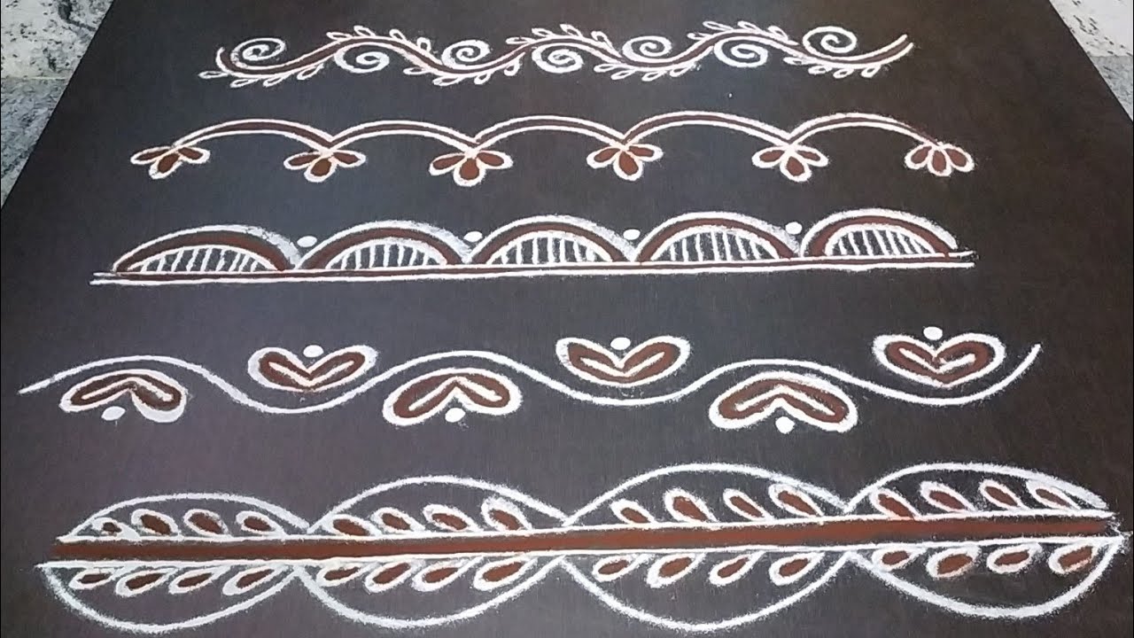 Border kolam || Flower Border Kolam || Freehand Borders || Adventure Kolam