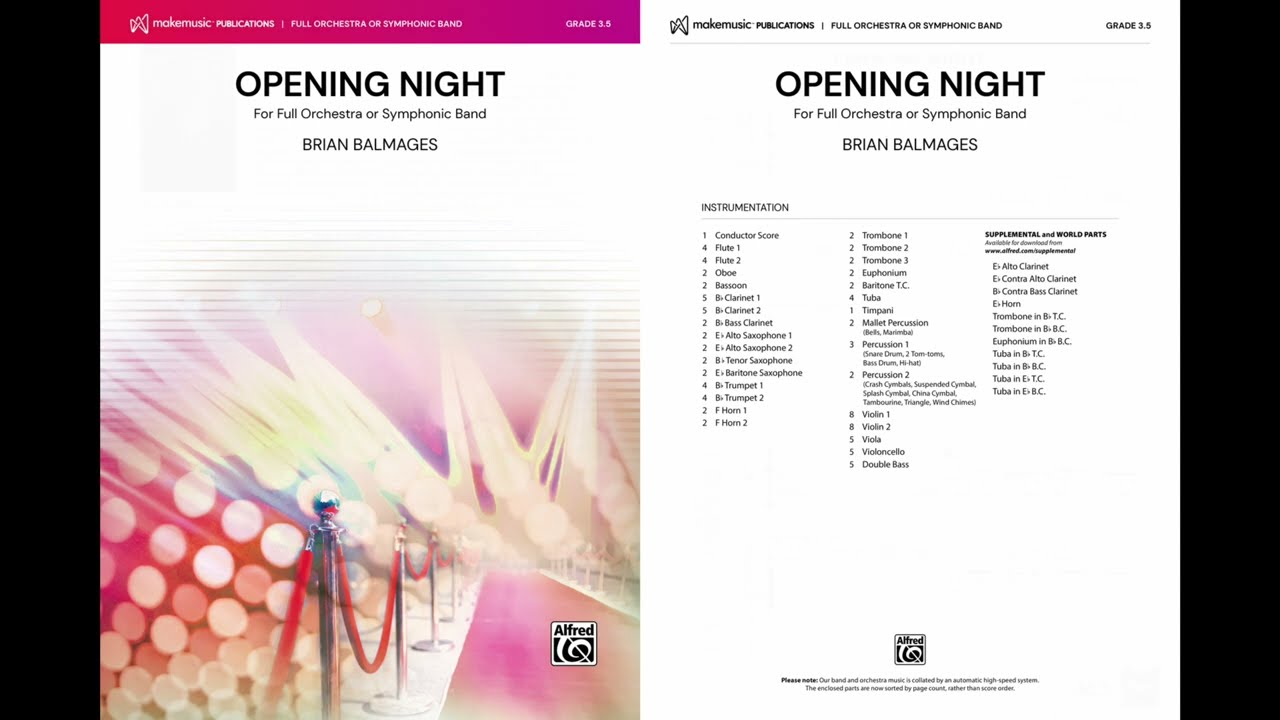 Opening Night, by Brian Balmages &ndash; Score & Sound