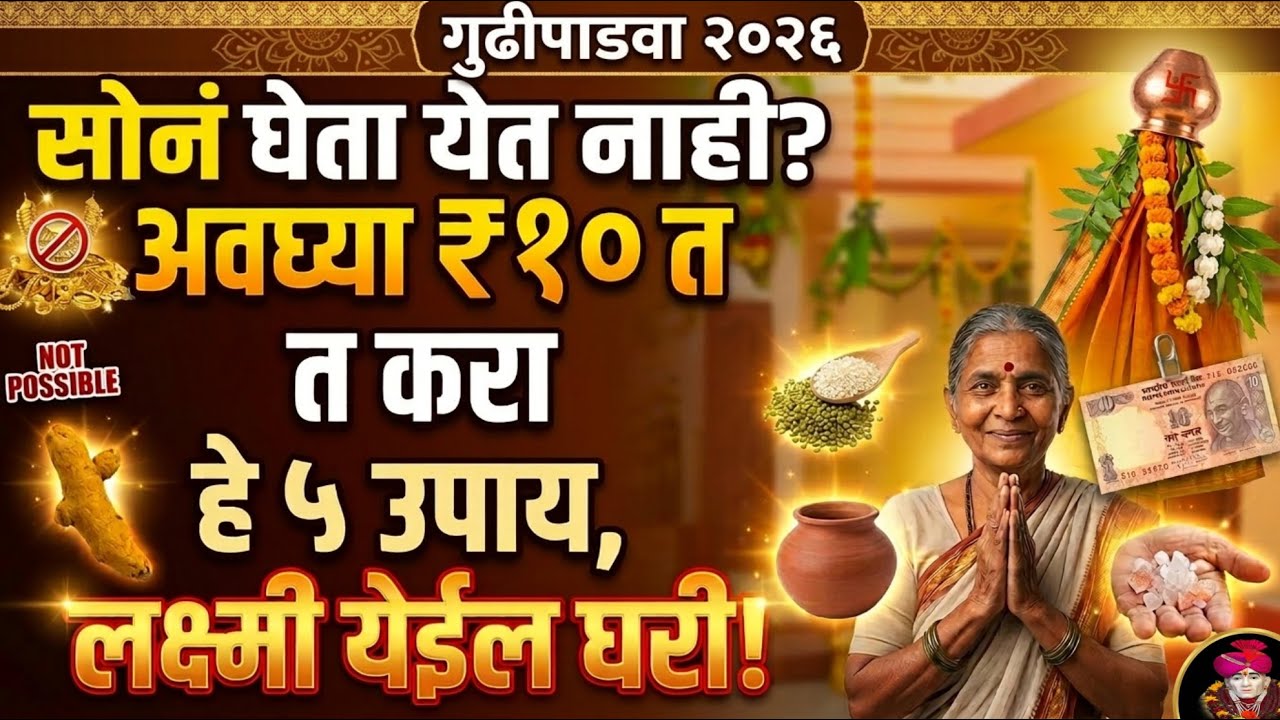 गुढीपाडवा २०२६: सोनं घेता येत नाही? ₹१० चे हे ५ उपाय करा, साक्षात लक्ष्मी घरी येईल! | #GudiPadwa2026