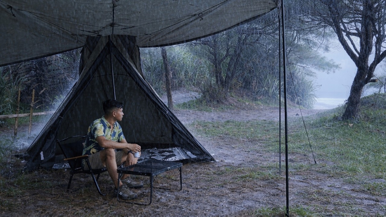 PEACEFUL Solo Camping in The Rain 🌧️ | Cozy Solo Camping in the Tent, Relaxing ASMR