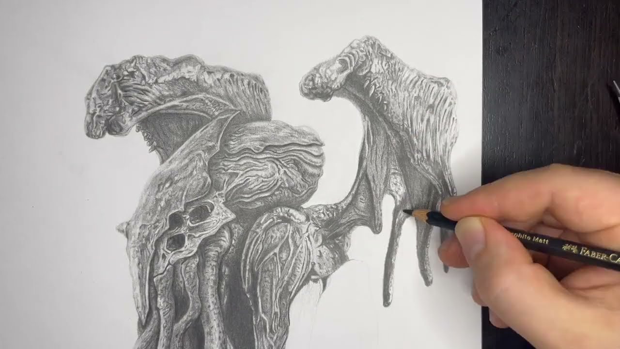 REALISTIC Cthulhu H.P. Lovecraft - Pencil Drawing Timelapse