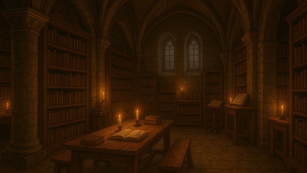 Biblioteca de Monastério Medieval – Música Calma com Flautas | Ambiente para Estudo