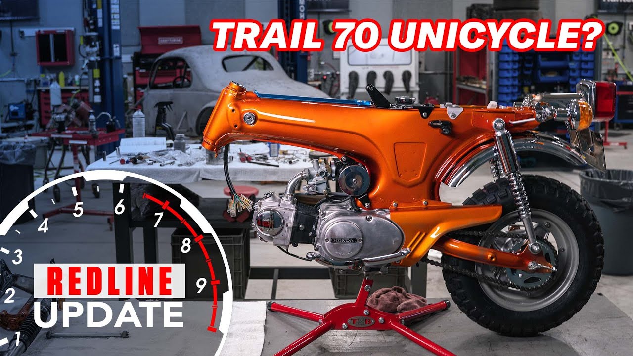 One wheel and no steering! Assembling the rear end of our Honda Trail 70 | Redline Update #96