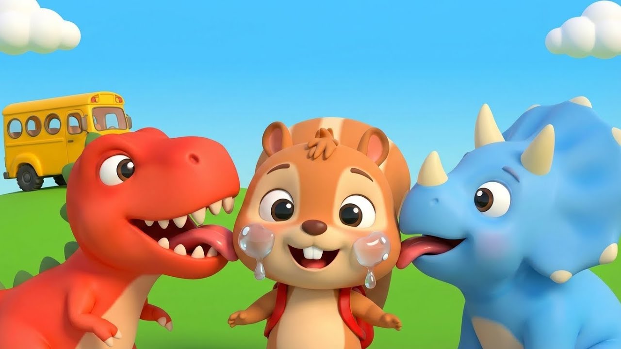 Wheels on the Bus + Dinosaurs! 🦖🚌 Learn Colors with Chippy | Nursery Rhymes Compilation
